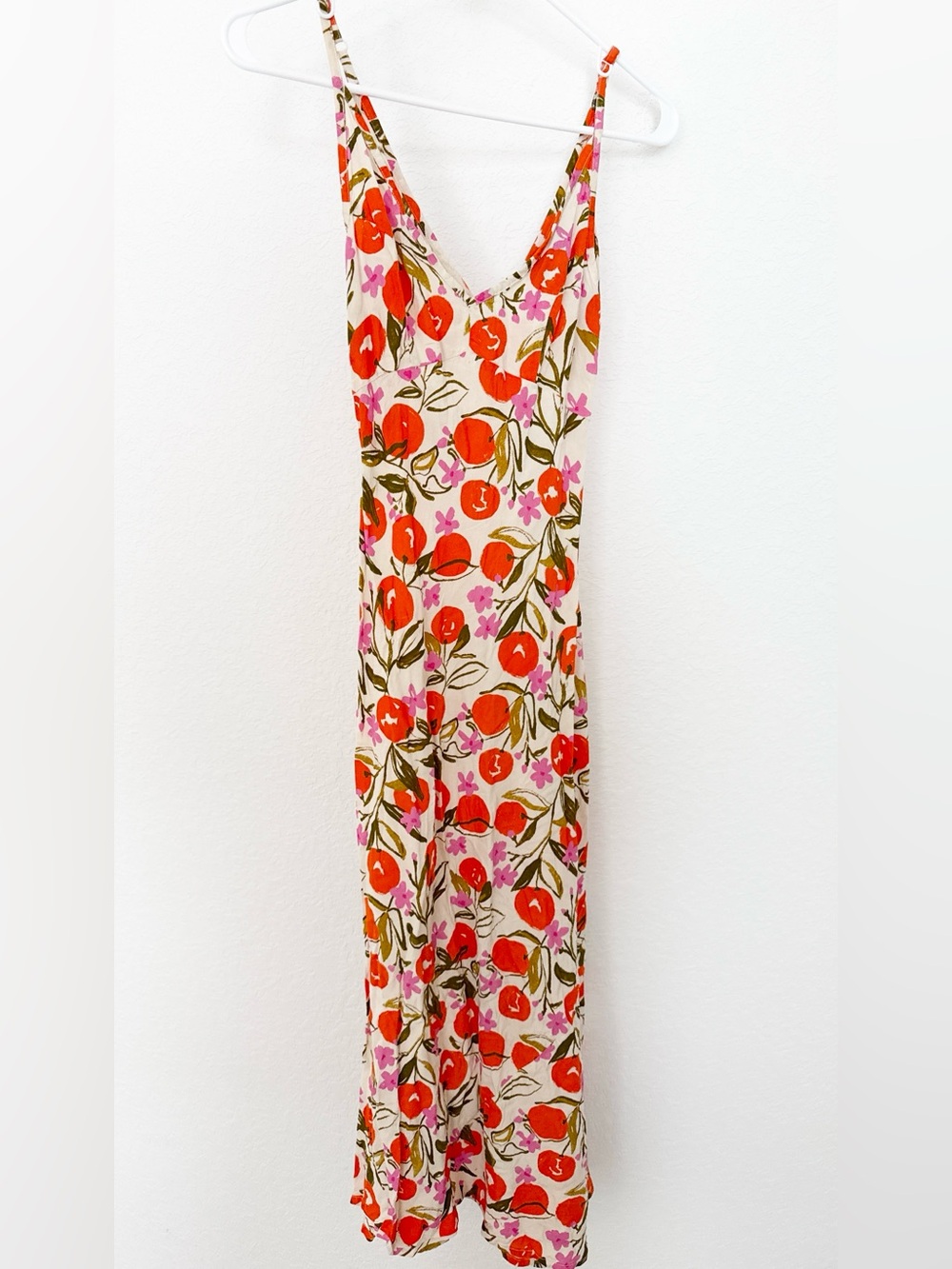 ASOS Floral Slip Maxi Dress in Cream, Red & Pink